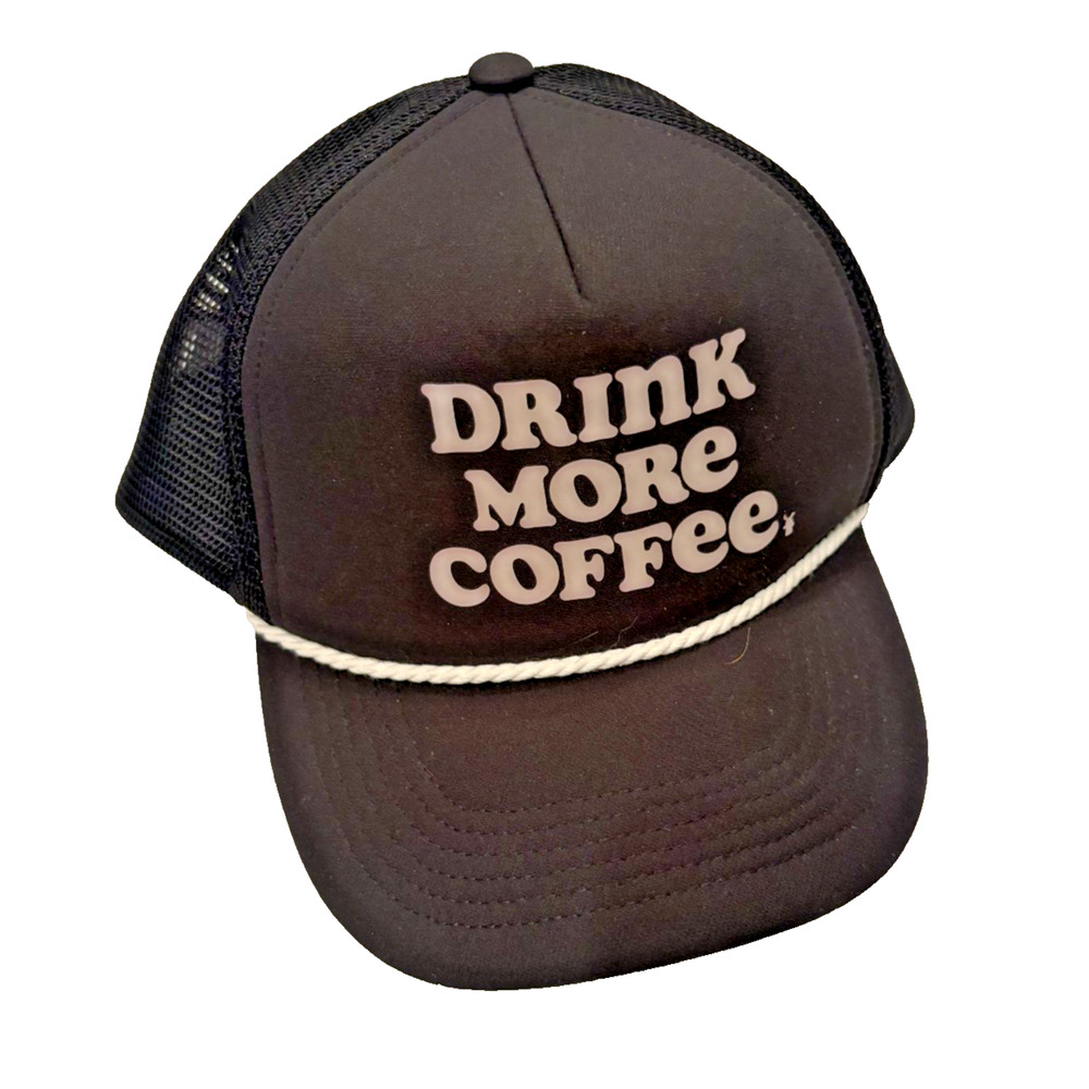 Dutch Bros Merch Drink More Coffee Black Truckers Hat 2023 Mesh Snap Back NEW